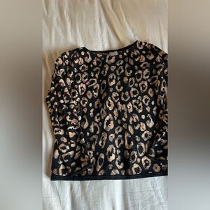 Chicos Leopard Print Sweater with bead embellishment